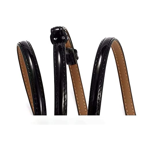 Women PU Leather Belt Solid Color Thin Skinny Waistband Metal Buckle Adjustable Belts for Lady Dress (Color : White, Size : 90cm)3