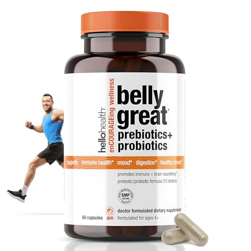 Daily Probiotic for Women, Men + Kids Probiotic –Belly Great Prebiotics and Probiotics for Gut Health & Immune Support + Vitamin D3, Folate B Vitamins: 15 Strain, Gluten Free -60 Count