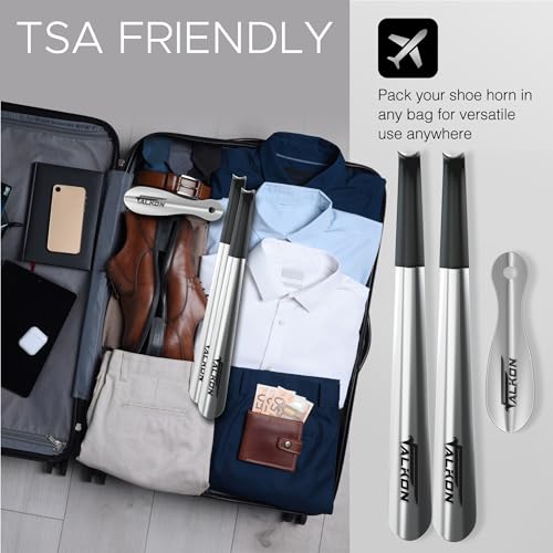 FALKON Shoe Horn Long Handle- 16.5" Metal Shoe Horn Sets for Men, Women and Children3