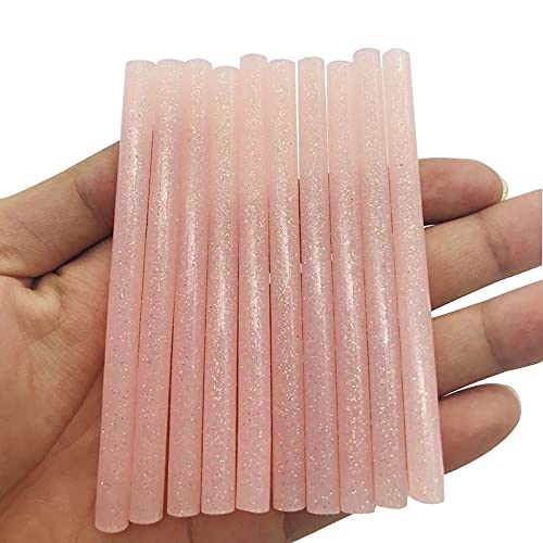 Bastoncini di colla colorata a caldo, 7 mm, glitter rosa chiaro per riparazione artigianale elettrica, 10 pezzi