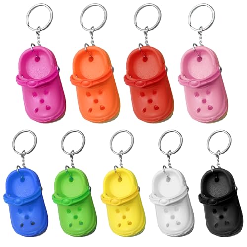 EUPSIIU Lot de 9 porte-clés en forme de chaussures, pantoufles, crocodile, breloques, accessoires pour clés et sacs, cadeaux de bricolage pour enfants