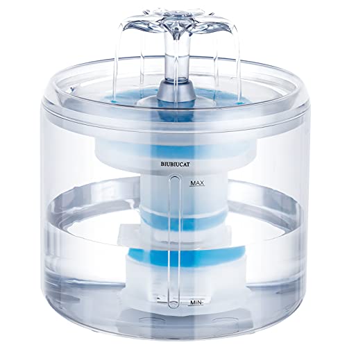 Biubiucat Cat Water Fountain Transparent - 88oz/2.6L Large Capacity Automatic Dog Water Dispenser Whisper-Quiet Pet…