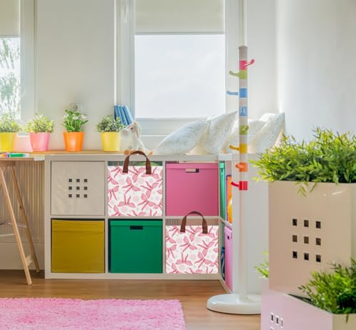 Image of NTAOHAMPER Rectangular Storage Basket Empty,Toys Storage Bin with Handles,Baby Room Decor,Gift Basket,Book Box(Pink Bowknot)