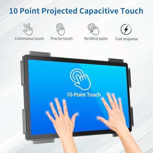 Image of 32 Inch Open Frame Touch Monitor, PCAP 10-Point Touch Industrial Touchscreen Monitor, with HDMI /VGA /DVI Interface, Active Matrix TFT LCD,LED Backlight, with VESA Mount