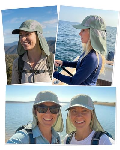 Image of Mens Sun Hat with Breathable Mesh Sun Hats for Men Sun Protection Fishing Hat with Neck Flap for Hiking Cycling
