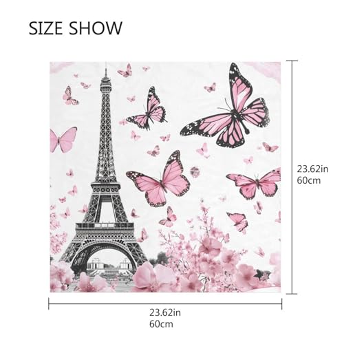 24inch Women's Square Silk Paris Eiffel Tower Hair Scarves and Wraps Headscarf2
