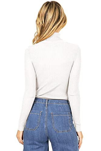 Image of Ambiance Apparel Women's Ribbed Long Sleeve Turtleneck Top