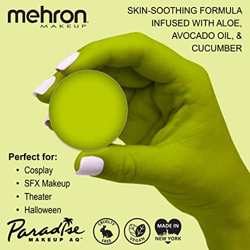 Image of Mehron Makeup Paradise Makeup AQ Refill Size | Stage & Screen Performance, Face & Body Painting, Beauty, Cosplay, and Halloween | Water Activated Face Paint, Body Paint .25 oz (7 ml) (Lime)