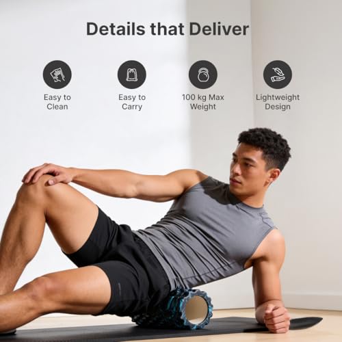 Image of CULT Foam Roller for Back Pain & Deep Tissue Massage | High Density Body Massage Roller & Yoga Roller | 33cm Muscle Massager Equipment for Muscle Recovery & Stretching (Marble Blue)