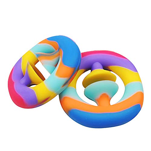 2 Pcs Snappers Fidget Toy Funny Suction Cup Unzip The Grip (Rainbow),Fidget Toy,Squeeze, Grab, Snap, Sensory,Pops Stress Relief Sensory Hand Toy Silicone Grip Toy for Kids and Adults