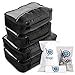 bago 4 Set Packing Cubes for Travel - Luggage & Suitcase Organizer - Cube Set (2_Large+2_Medium, Black)