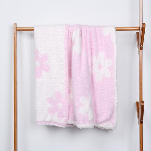 Image of Soft Baby Cozy Swaddling Blanket for Newborn Nursery Kids Knit Leopard 30x40 Inch Purple Flower