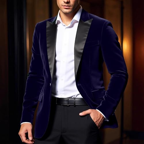 Mens Corduroy Blazer Jacket Slim Fit One Button Dress Tuxedo Suit Jackets with Notch Lapel Velvet Textured Suit Coat2