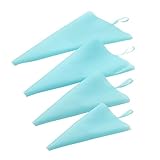 4 Sizes Silicone Pastry Bag Set, Reusable Icing Piping Bag Baking Cookie Cake Decorating Bag-Blue color(S+M+L+XL)