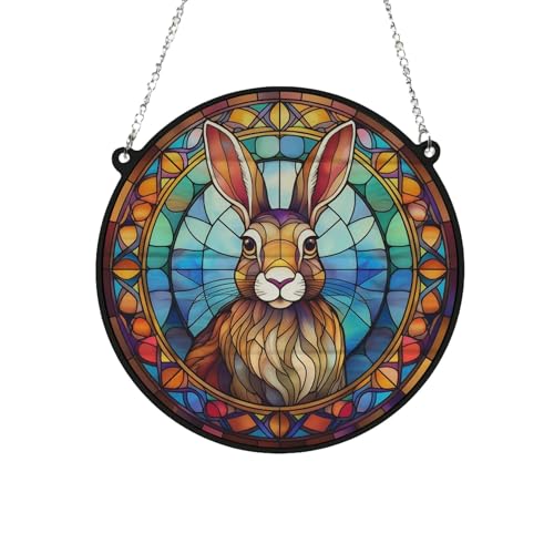 Hare Stained Glass Effect Suncatcher - Garden Gift - Animal Lovers - Hare Lovers (19cm)