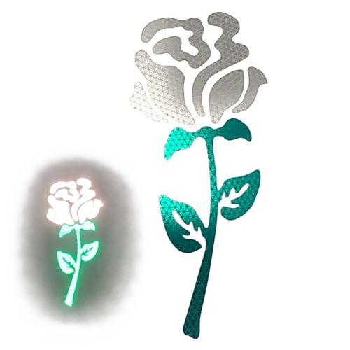Image of High-Intensity Grade Reflective Rose Car Decal, Customizable, Multiple Colors and Size Options, White /Silver /Chrome, 10inches