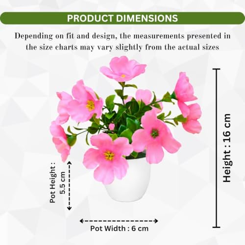 Image of fancymart Artificial Real Touch Flower Plant with Pot (Pack of 2), 16 cm Height, Decorative Faux Floral Plant for Home, Office, Living Room, Bedroom, Table & Shelf Decor