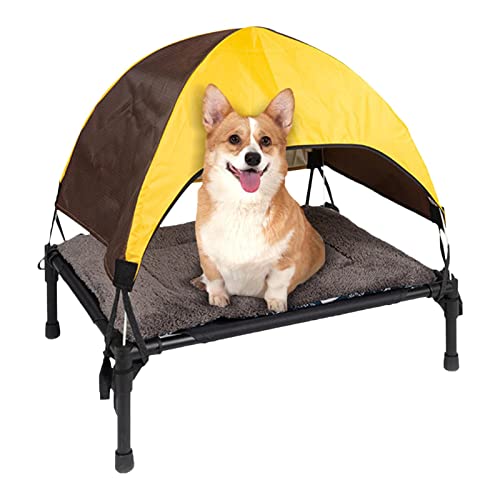 Cuccia rialzata per cani, con cuscino e soffitto, pieghevole, in tessuto Oxford resistente alle intemperie, con borsa per il trasporto, traspirante, per campeggio