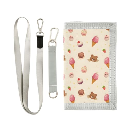 ALAZA Kids Wallets for Boys Girls Toddler Trifold Wallet Children Small Bear Ice Cream with Zipper Coin Pocket