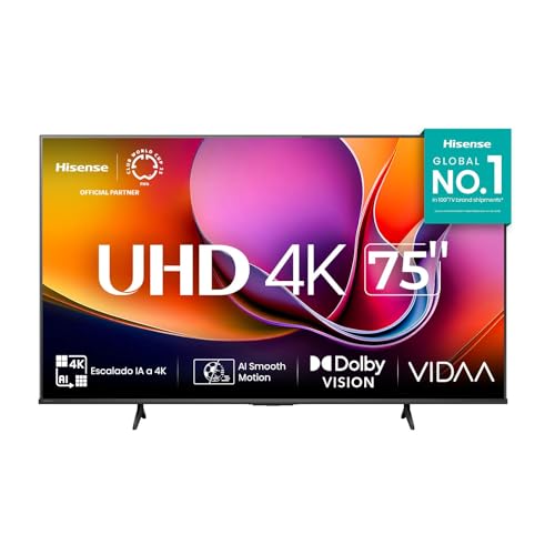 El Mejor Listado de pantalla 75 pulgadas Top 5. 49 Televisión Pantalla 75 Pulgadas Hisense Smart TV 4K UHD Mod. 75A65NV