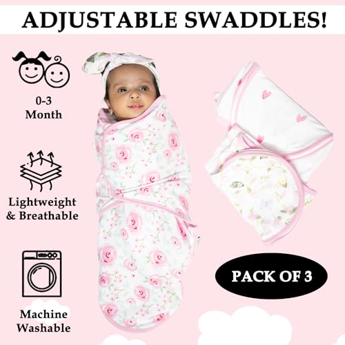 Image of 3 Pack Organic Swaddles Sacks For Newborns, Baby Girls, Boys, Soft & Snug Newborn Sack, Nursery Swaddling Blankets