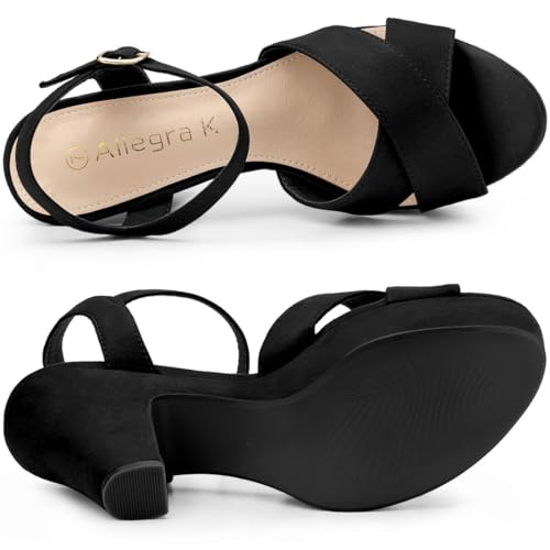 Allegra K Allegra K Women's Platform Chunky Heels Slingback Black Sandals - 7.5 M US