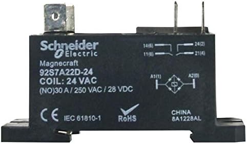 92S7D22D-12 - Power Relay, DPST-NO, 12 VDC, 30 A, W92 Series, DIN Rail, Panel (Pack of 2) (92S7D22D-12)
