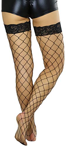 Image of ToBeInStyle Women's Vibrant Large Net Fishnet Thigh High Elastic Nylon Novelty Stockings