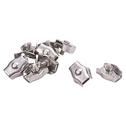 MroMax ワイヤークリップケーブルクランプ シングルワイヤーロープ ワイヤークリップ ケーブルクランプ ダブル クリップ ケーブル クランプ 板型ワイヤークリップ 304ステンレス鋼 シルバートーン M5 長さ25mm 内幅15mm 10個入り