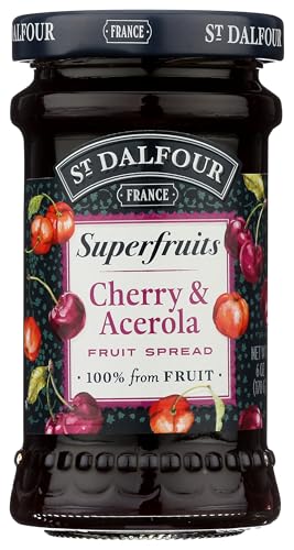 St. Dalfour Superfruits Cherry & Acerola Fruit Spread - 6 oz - 100% from Fruit Gluten-Free No Artificial Ingredients Non-GMO All Natural Made in France