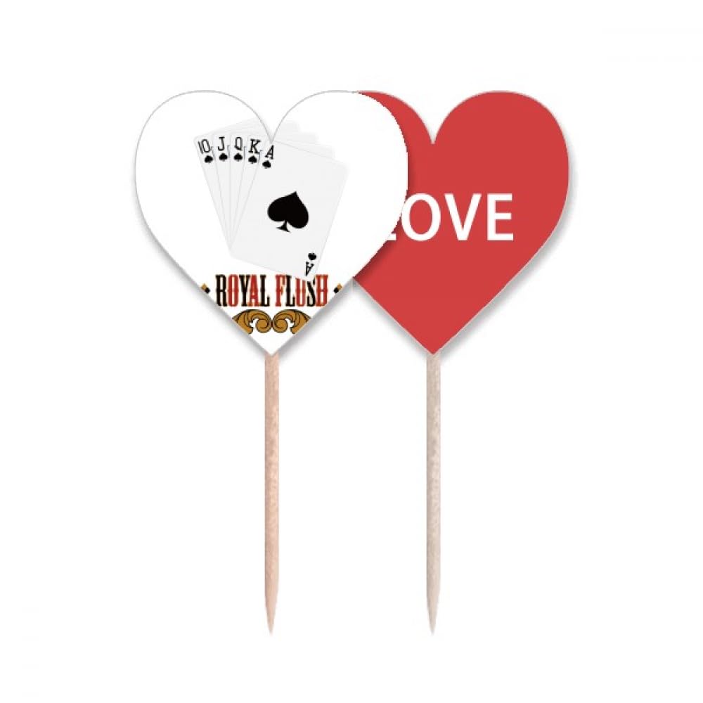 Cure-dents drapeau Cœur haut de gamme Spade Royal Flush lot de 10
