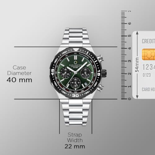 Carlington Nitro Chronograph Men’s Watch, Silver Silver Green - Image 7