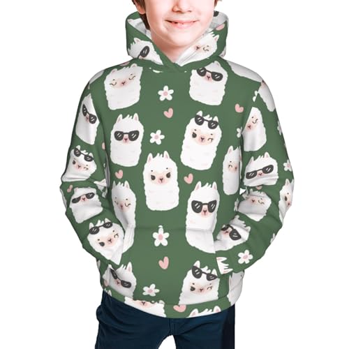 Alpaca Faces Kid Hoodies Boys Sweatshirts Girls Pullover with Pocket3