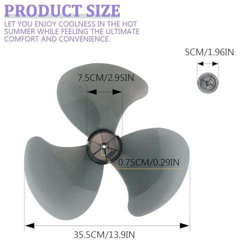LCJAOF 16 Inch Plastic Fan Blades Universal Household Standing Fans and Table Fans Replacement Part for Standing Pedestal Fans and Table Fans (Black, 3 Leaves)