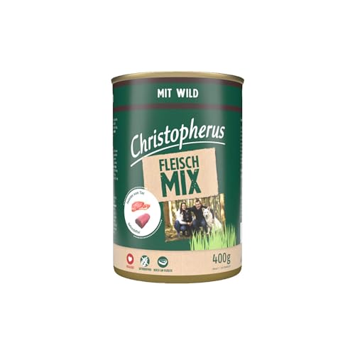Christopherus Fleischmix, Mit Wild, Vollnahrung für Hunde, Nassfutter, 6 x 400 g