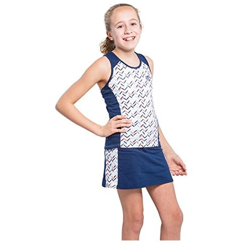 Street Tennis Club Girls Tennis Dress & Golf Outfit, Athletic Skirts Dress with Built-in Shorts - Girls Active Golf and Tennis Clothes Navy X-Large (11-12 Years) Cover