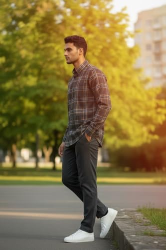 Image of JHABAK'S Cotton Blend Unstitched Checkered Fabric for Men - 2.35m Shirt Piece / 3m Kurta Piece - Width 36 Inches