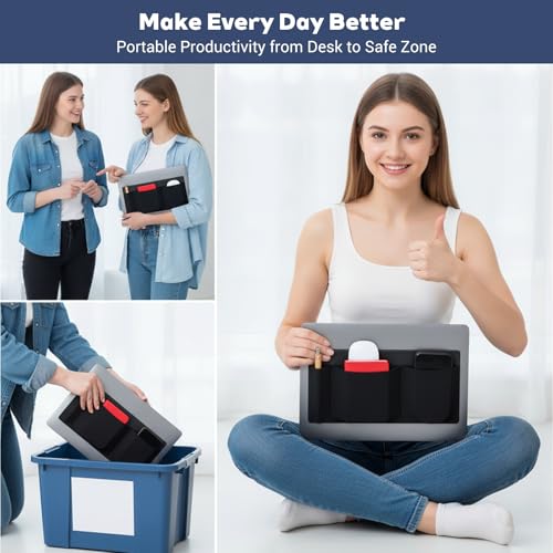 3-Pockets Mouse Holder for Laptop Stick on, Adhesive Mouse Pouch for Laptop, External Hard Drive Accessory Storage Sleeve Pocket for Mouses HDD SSD USB Drive Cables