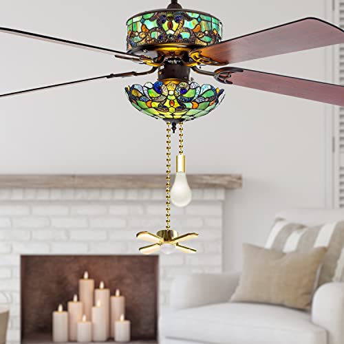 Image of Ceiling Fan Pull Chain Fan Pulls 4PCS Light Fan Pattern Pull Chain Extension Fan Decorative 12 Inch Fan Pulls Set with Connector for Ceiling Fan Light,Living Room Bathroom Toilet Fan Ceiling Light