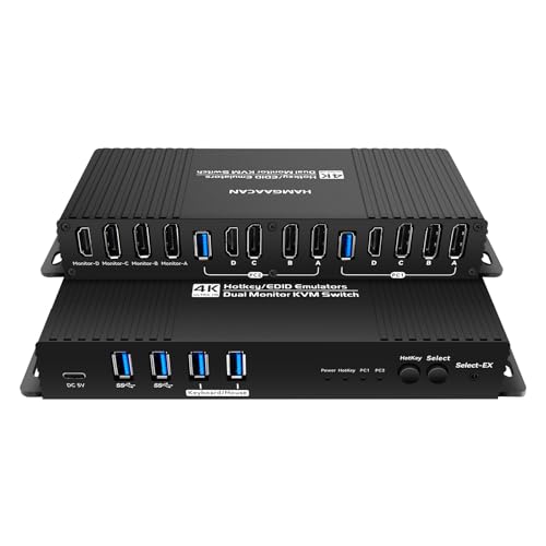 Kvm Switch 4 Monitors 2 Computers Displayport HDMI 4K 240Hz Hotkey Switching kvm Switches 4 Monitors 1440P 144Hz 165Hz 240hz Qual Monitor Switch displayport HDMI FreeSync G-SYNC