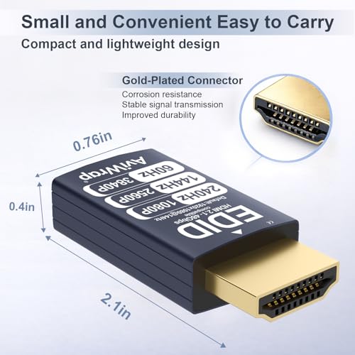 HDMI Dummy Plug, EDID Emulator, Adaptador HDMI 2.1 virtual 4K/60Hz miniatura 6