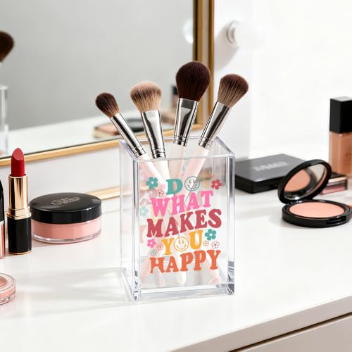 Image of Mental Health Acrylic Pen Pencil Holder for Desk Makeup Organizer (Transparent04)