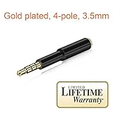 MobilePal SureFit 2-Inch Headset Audio Jack Extender for iPhone and Android Cases with Gold Plated 4-Pole 3.5mm Connectors (Black)