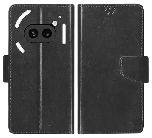Image of SBMS Flip Cover for Nothing Phone (2a) 5G Back Cover Case with Magnatic Closure | Genuine Leather Finish | Inbuilt Stand | Card & Money Pocket (Black)