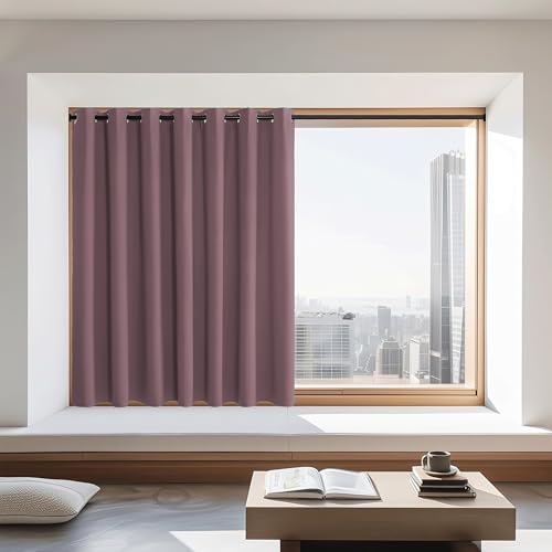 NICETOWN Blackout Curtains 72 inches Long, Grommet Privacy Window Treatment Thermal Insulated Room Darkening Sliding Glass Door Drape for Bedroom Living Room, 1 Panel, W100 x L72, Dry Rose