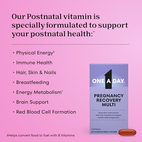 Image of One A Day Postnatal Vitamins for Women, Postnatal Multivitamin with Folic Acid, Omega-3 DHA, B Vitamins, Support Immune Health, Breastfeeding, Post Partum Essential Nutrients for Women, 60 Ct