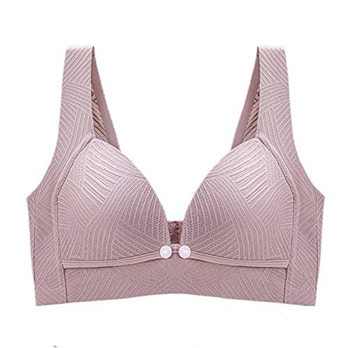 Soutien-gorge d'allaitement confortable violet 95B avec bouton devant et col V profond