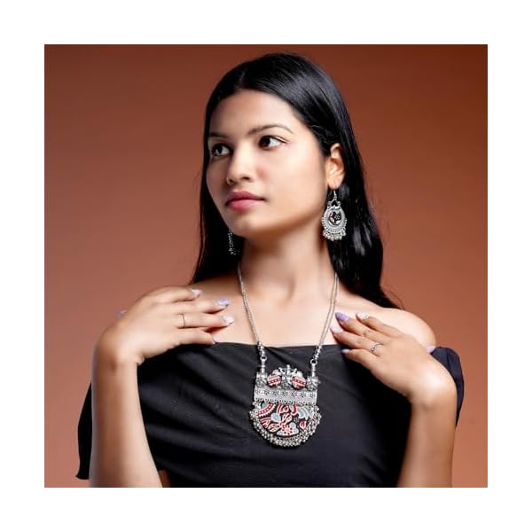 PAVITRA ART Antique Handmade azarak Necklace Set with Earrings For Women Girls oxidised azarak Design.(pack of 1) - Image 5