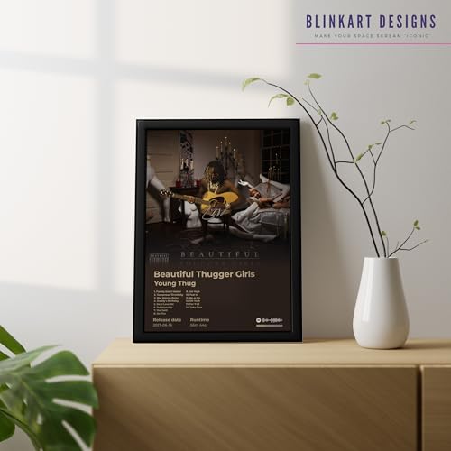 Image of BLINKART Young Thug - Beautiful Thugger Girls Wall Photo Frames | Wall Art for Bedroom, Living Room, Studio or Office | Album Cover Print with Spotify Song Link QR Code | Gift for Fans - 8x12 In