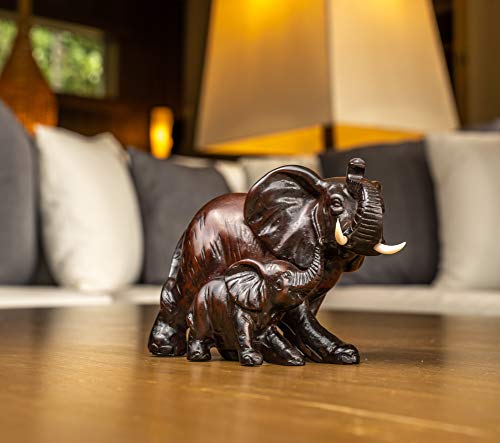Iyara Craft Resin Feng Shui Elephant Statues-Decorative Elephant Family Statues - Ideal For Modern & Rustic Settings - Mother And Child Of Elephant Figurine Statue Sculpture Elephant Gifts For Women. #TOP5